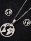 Fashion Steel Color Stainless Steel Geometric Hollow Round Earring Necklace Set