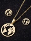 Fashion Gold Stainless Steel Geometric Hollow Round Earring Necklace Set