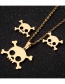 Fashion Gold Stainless Steel Skull Earrings Necklace Set