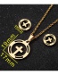 Fashion Gold Stainless Steel Round Cross Stud Necklace Set