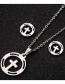 Fashion Steel Color Stainless Steel Round Cross Stud Earring Necklace Set