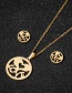 Fashion Gold Geometric Round Love Letter Necklace And Earrings Set