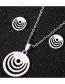 Fashion Gold Stainless Steel Hollow Geometric Round Earring Necklace Set