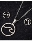 Fashion Steel Color Stainless Steel Round Wave Necklace And Earring Set