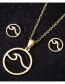 Fashion Gold Stainless Steel Round Wave Necklace And Earring Set