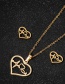 Fashion Gold Stainless Steel Love Ear Stud Necklace Set