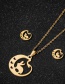 Fashion Gold Stainless Steel Rabbit Moon Necklace And Earring Set
