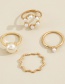 Fashion Gold Pearl Wave Geometric Ring Set