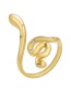 Fashion Gold Snake Open Ring With Micro Diamonds
