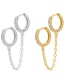 Fashion Gold Micro-inlaid Zirconium Chain Double Pierced Earrings