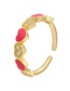 Fashion Pink Micro-inlaid Zirconium Drop Nectarine Heart Chain Ring