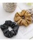 Fashion Grey Leather Pure Color Pleated Hair Tie