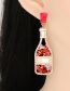 Fashion Pink Diamond-studded Pearl Wine Bottle Earrings