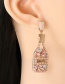 Fashion Pink Diamond-studded Pearl Wine Bottle Earrings
