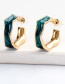 Fashion Blue C-shaped Earrings In Oiled Enamel