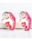 Fashion Brown Alloy Twisted C-shaped Pearl Earrings