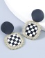 Fashion Black Alloy Diamond Plaid Earrings
