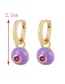 Fashion Red Copper Inlaid Zircon Round Oil Drop Earrings