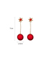 Fashion Red Diamond Snowflake Tassel Earrings