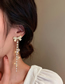 Fashion White Bowknot Pearl Crystal Tassel Earrings