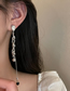 Fashion Silver Pearl And Diamond Crystal Tassel Earrings
