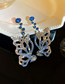 Fashion Blue Diamond Butterfly Wing Stud Earrings
