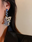 Fashion Blue Diamond Butterfly Wing Stud Earrings