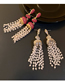 Fashion Pink Diamond-studded Pearl Tassel Earrings