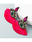 Fashion White Alloy Inlaid Rhinestone Eyes Fan-shaped Tassel Earrings