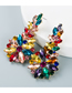 Fashion Black Alloy Inlaid Diamond Flower Earrings