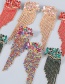Fashion Color Alloy Inlaid Rhinestone Flower Tassel Earrings