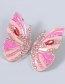 Fashion Pink Alloy Oil Drop Diamond Butterfly Earrings
