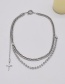Fashion Silver Metal Diamond Chain Stitching Multi-layer Necklace