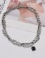 Fashion Silver Square Diamond Braided Chain Double Necklace