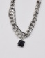 Fashion Silver Square Diamond Braided Chain Double Necklace