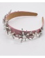 Fashion Pink Crystal Snowflake Inlaid Pearl Headband