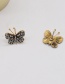 Fashion Gold Metallic Diamond Butterfly Stud Earrings