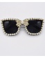 Fashion Transparent And Colorless Large Frame Sunglasses With Pearl Bow