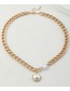 Fashion Gold Color Metal Chain Pearl Stitching Necklace