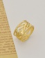 Fashion Gold Color Stainless Steel Hollow Maple Leaf Open Ring