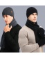 Fashion Dark Gray Mixed Color Knitted Wool Scarf Gloves Hat Set