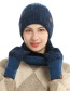 Fashion Navy Three-piece Woolen Knitted Hat Scarf And Gloves