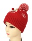 Fashion Red Adult Christmas Snowflake Jacquard Curled Wool Ball Knitted Hat
