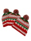 Fashion Red Green And White Jacquard Hanging Ball Knitted Christmas Hat