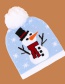 Fashion Sky Blue Christmas Fur Ball Snowman Knitted Hat