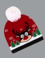 Fashion Red Christmas Elk Print Wool Ball Woolen Hat