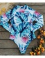Fashion Orange Green Leaves On White Long Sleeve Printed One-piece Swimsuit