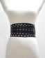 Fashion Black Faux Leather Perforated Wide Belt