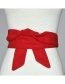 Fashion White Velvet Cloth Tied With Wide Belt