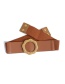Fashion Brown Elastic Belt With Metal Ring Buckle
